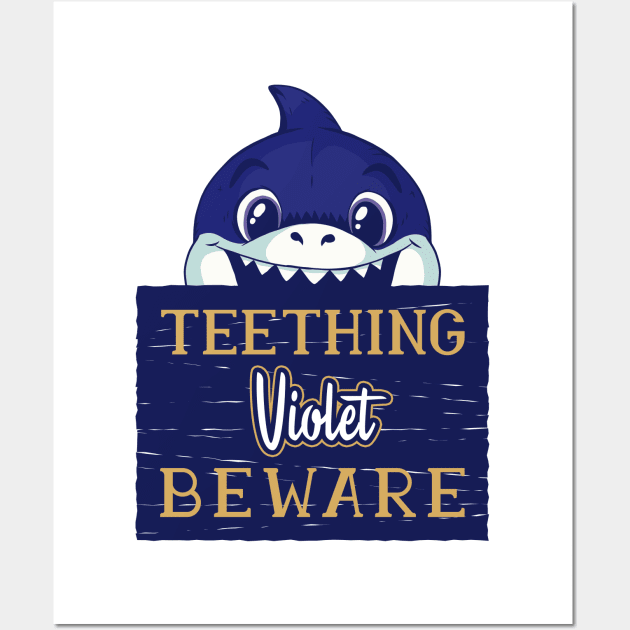 Violet - Funny Kids Shark - Personalized Gift Idea - Bambini Wall Art by Bambini